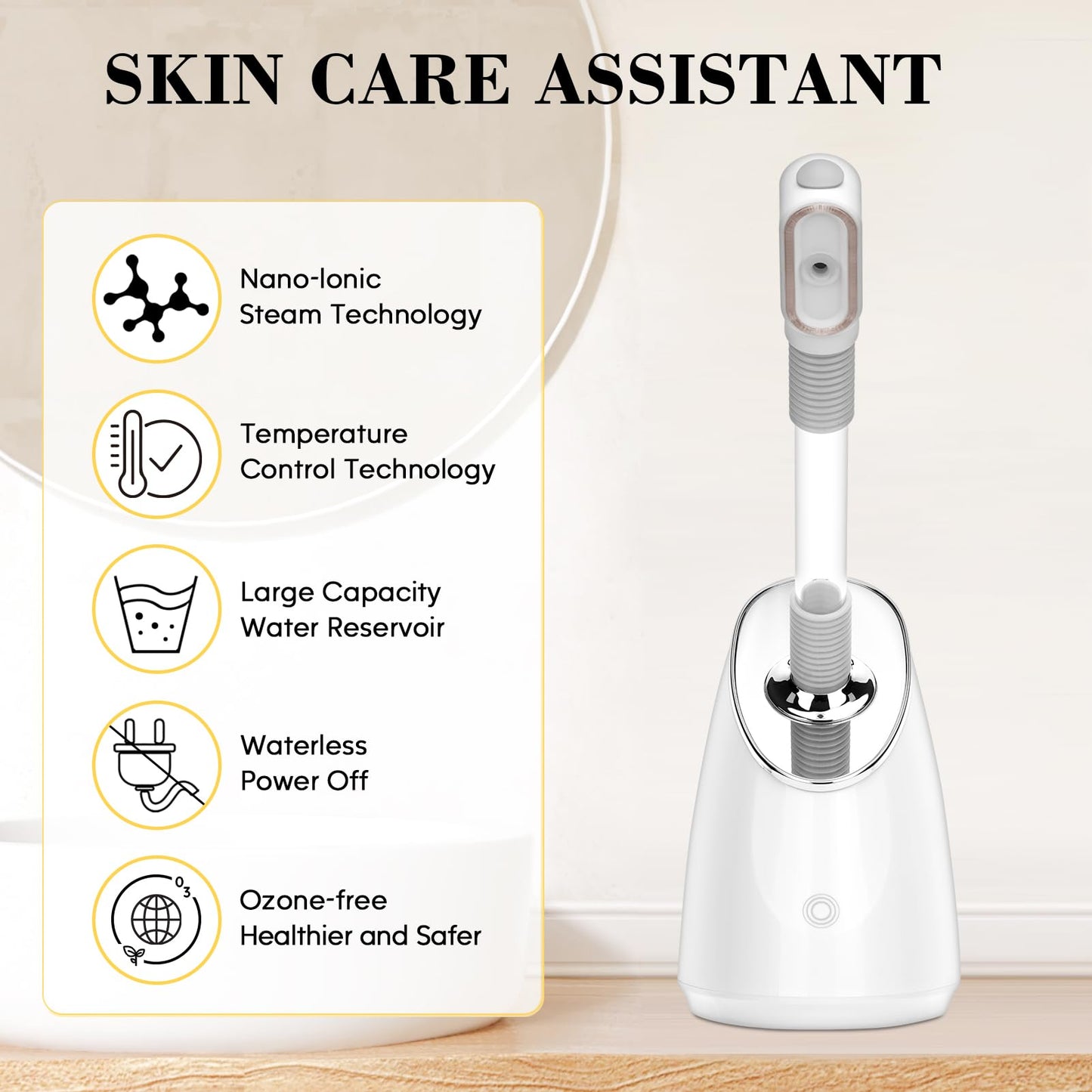 Pjordo Facial Steamer Spa Kit, Nano Ionic Face Steamer for Deep Cleaning Unclogs Pores, Warm Mist Humidifier Steamer for Face Home Sauna SPA, Self Care Gifts for Women