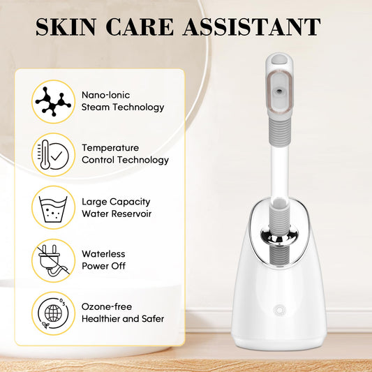 Pjordo Facial Steamer Spa Kit, Nano Ionic Face Steamer for Deep Cleaning Unclogs Pores, Warm Mist Humidifier Steamer for Face Home Sauna SPA, Self Care Gifts for Women