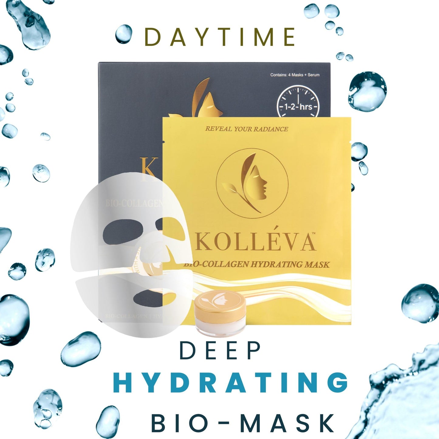 Kolléva Collagen Hydrogel Masks –Instant 2-Hour Glow | 4 Clinical Level Masks | U.S. Skincare Innovation
