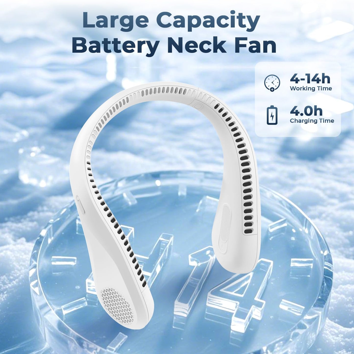 Portable Neck Fan Rechargeable, 360° Cooling Personal Fan Wearable Neck Fans, 4000mAh Personal Fans Portable Rechargeable, No Hair Twisting, Hands Free, Bladeless, Gift for Women Men Mother Father