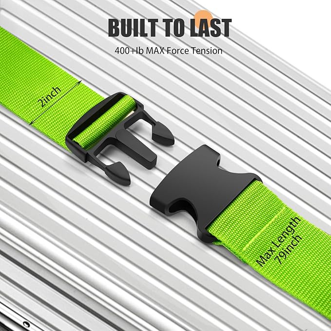 BILIONE 4 Pack Luggage Straps 79" Long Belts Keep Suitcase Secure While Traveling, TSA Approved Add a Bag Premium Accessory for Travel Bag Closure (4 Pcs Purple)