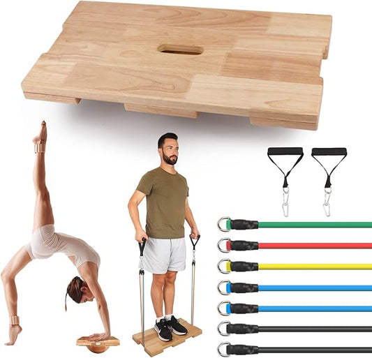 Betesine 3-in-1 Balance Board with Resistance Bands & Detachable Dome – Premium Rubberwood Balance Trainer for Core Strength, Stability, Yoga, and Full-Body Workouts – Non-Slip Surface for Home Gym