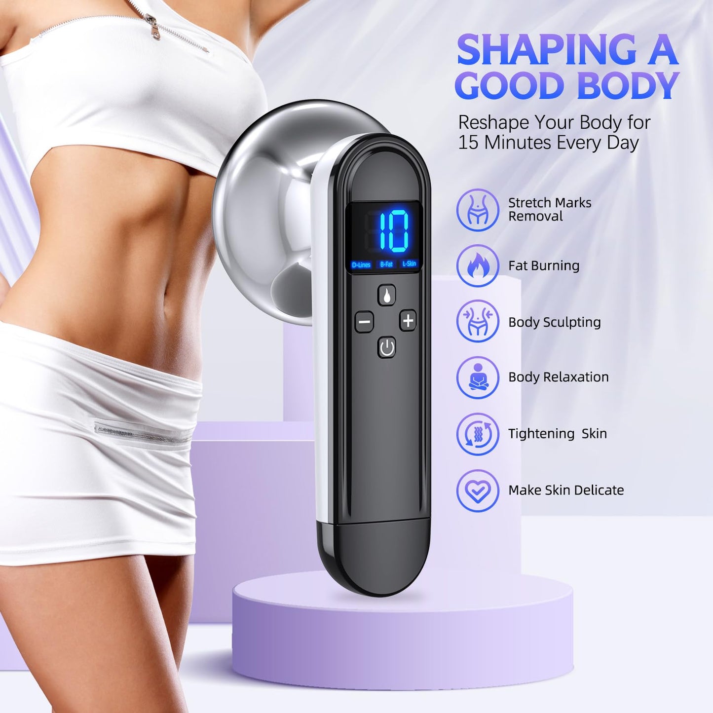 Body Sculpting Machine - Professional Handheld Cordless Cellulite Massager - Suitable for Belly, Neck, Legs, Hip, Arms