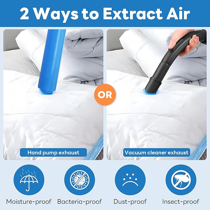 10 Pack Vacuum Storage Bags - Large Space Clothes Storage Travel Bag Hand Pump, No Leakage Compression Plastic Storage Bins Bags Travel Clothing, Vacuum Bag for Blankets Comforters Pillows