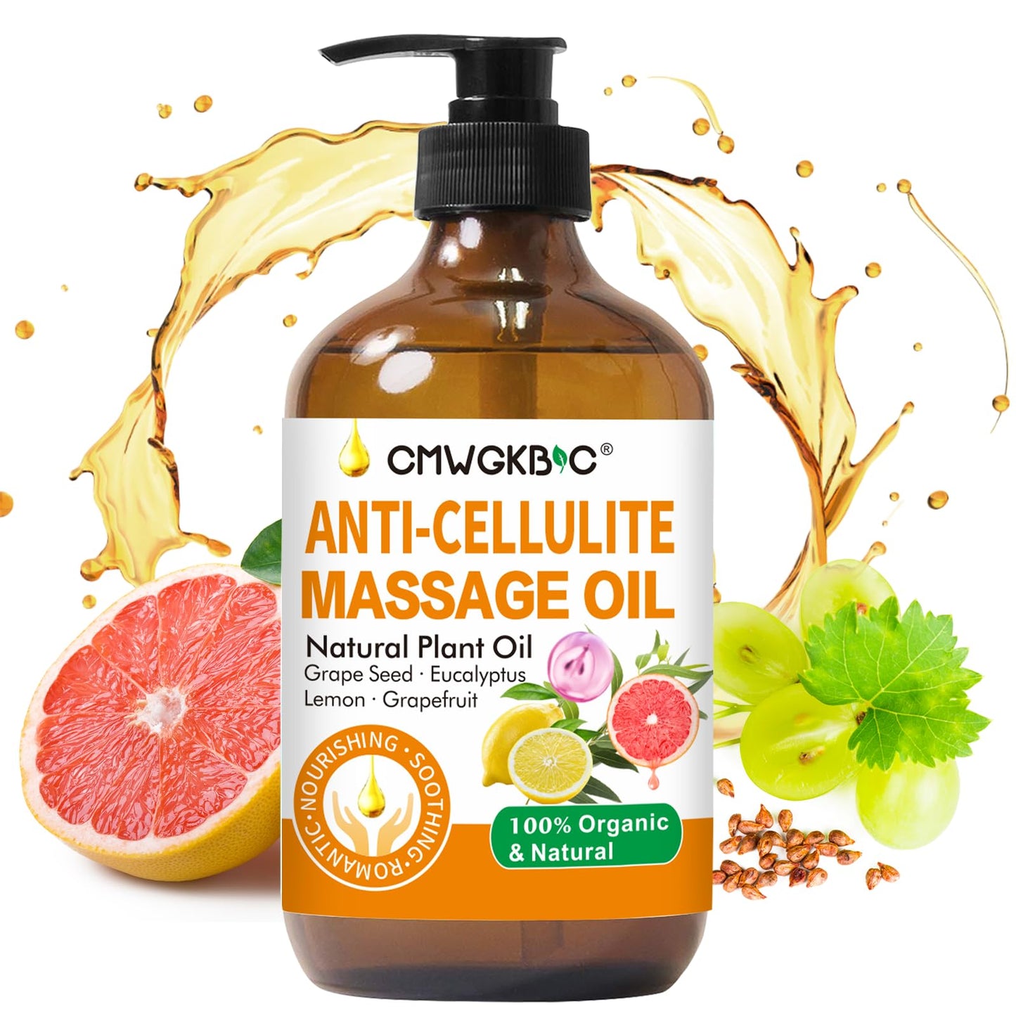 Anti Cellulite Oil Massage Oil for Massage Therapy,Body Oil for Skin Tightening & Cellulite Remover in Thighs and Butt,Cellulite Treatment Massage Oil,Assists with Firming,Toning & Moisturizes Skin