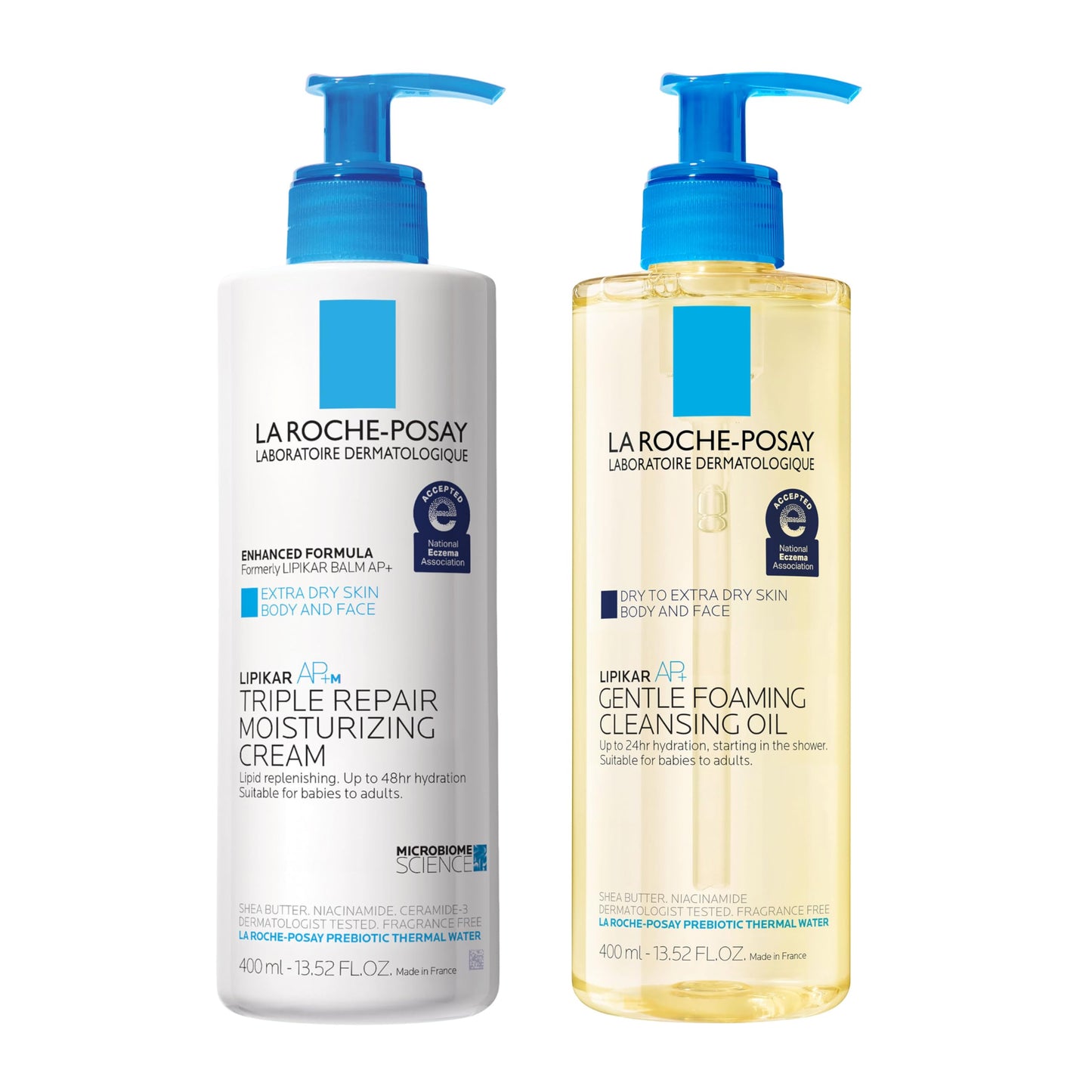 La Roche-Posay Lipikar Skin Care Set, Triple Repair Moisturizing Cream & Foaming Cleansing Oil, Body Lotion & Cleanser Formulated with Shea Butter, Long Lasitng Hydration, Fragrance Free