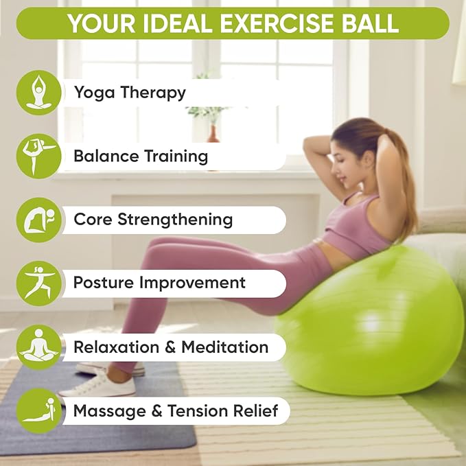 APEXUP Yoga Ball Exercise Ball Anti Slip Heavy Duty for Fitness, Balance & Core Workout