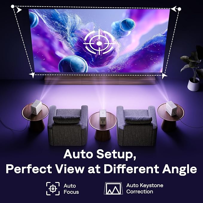 Aurzen Roku TV Smart Projector with Wifi and Bluetooth, D1R Cube Roku Streaming Experience Built-in, Sealed Optical Engine, 1080P FHD, Dolby Audio, Portable Mini Projector for Home/Outdoor Movies