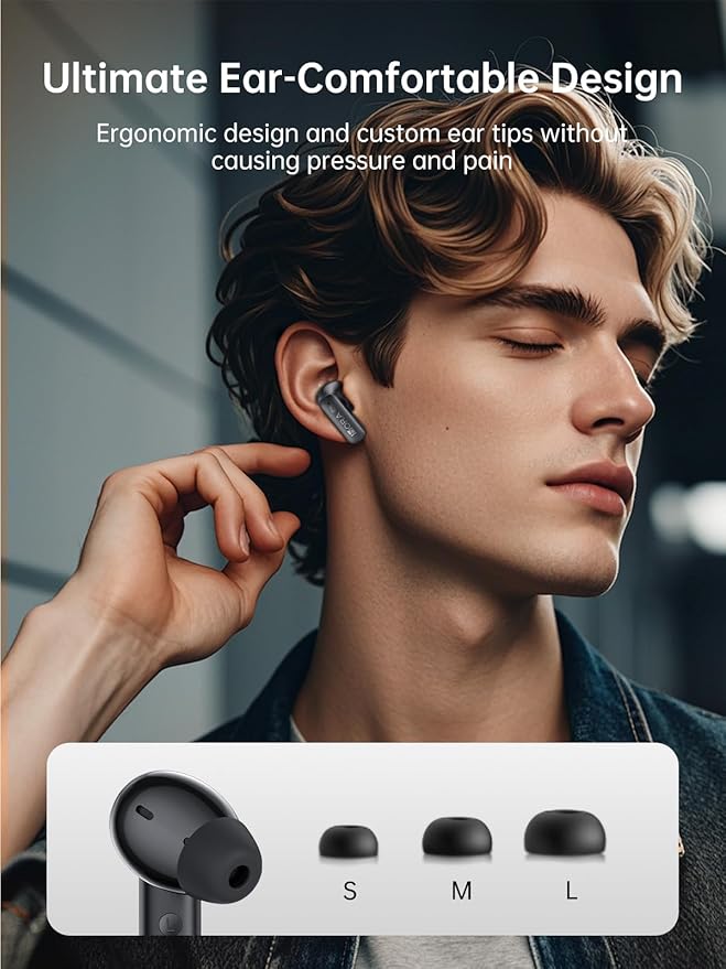 1 Hora Active Noise Cancelling Wireless Earbuds, Built-in 4 Mics, Bluetooth 5.4 in Ear Headphones, LED Display Stereo Bass Earphones with Charging case, for iPhone, Android Smartphone, Tablet, Laptop