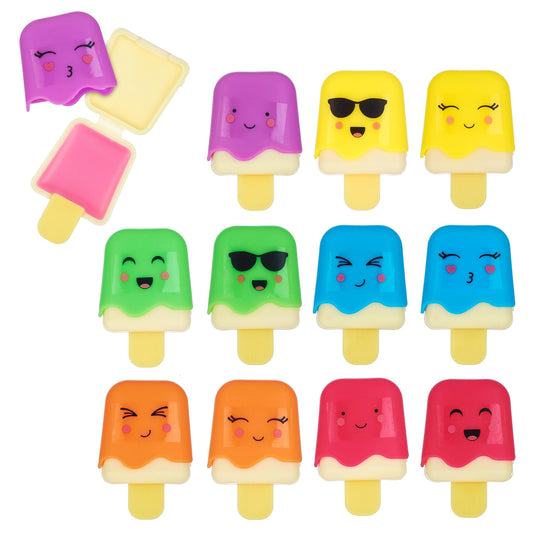 12pc Pucker Pop Novelty Lip Gloss Set - Girls Cosmetics Mini Popsicle Lip Gloss Collection, Lip Gloss for Kids, Safe, Non Toxic Kids Makeup Set