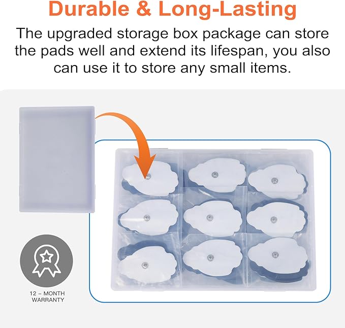 40 Pcs TENS Pads Electrodes, Reusable Long-Lasting Self-Adhesive Non-Irritating Snap for Tens Unit Replacement Patches with Standard 3.5mm Snap-on Connector, Compatible with Belifu, Brilnurse