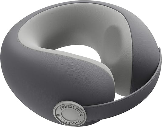 Car Pillow for Little Kids Travel Neck Pillows, Memory Foam Neck Support Travelling Pillow with Washable Cotton Pillowcases and Storage Bag, for Airplane, Train, Flight and Home Use Grey