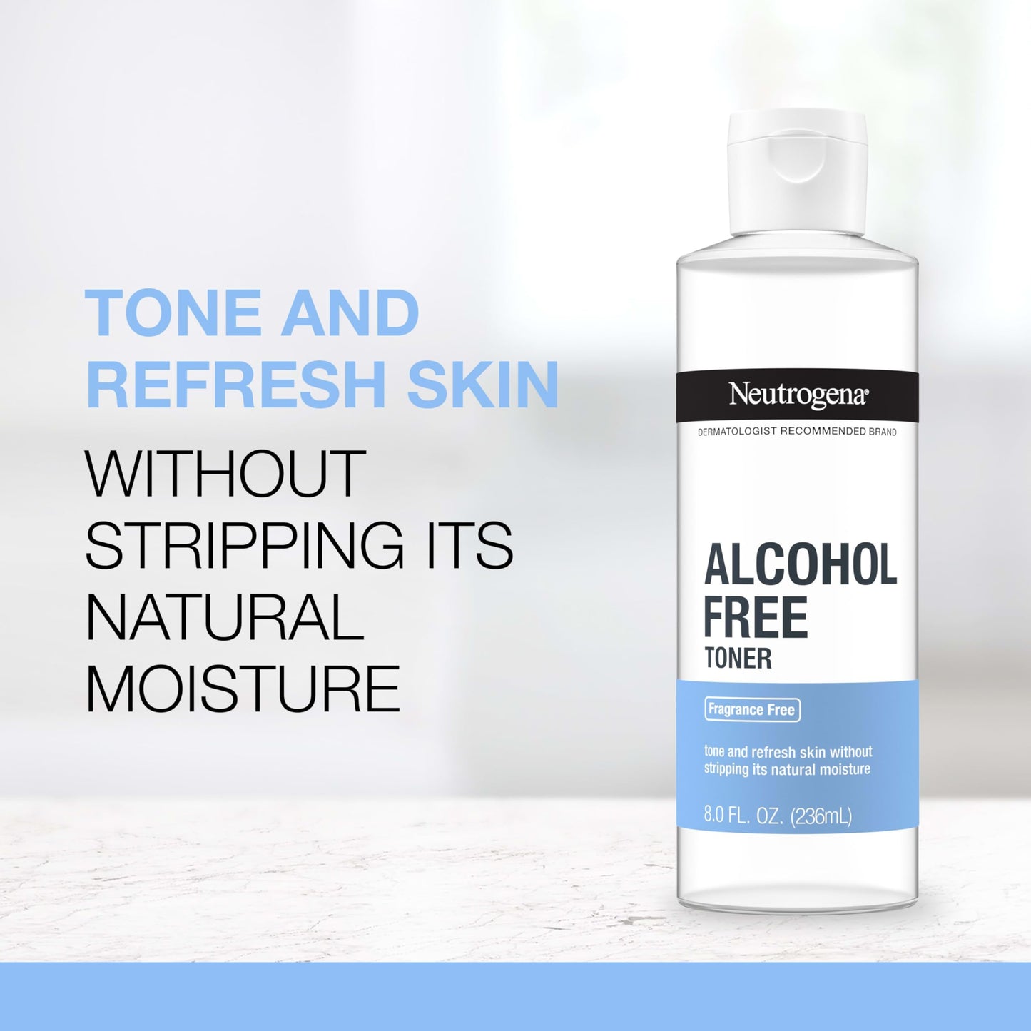 Neutrogena Alcohol-Free Gentle Daily Facial Toner, Fragrance-Free to Tone & Refresh Skin, Gently Removes Impurities & Reconditions Skin, Hypoallergenic, 8 fl. oz