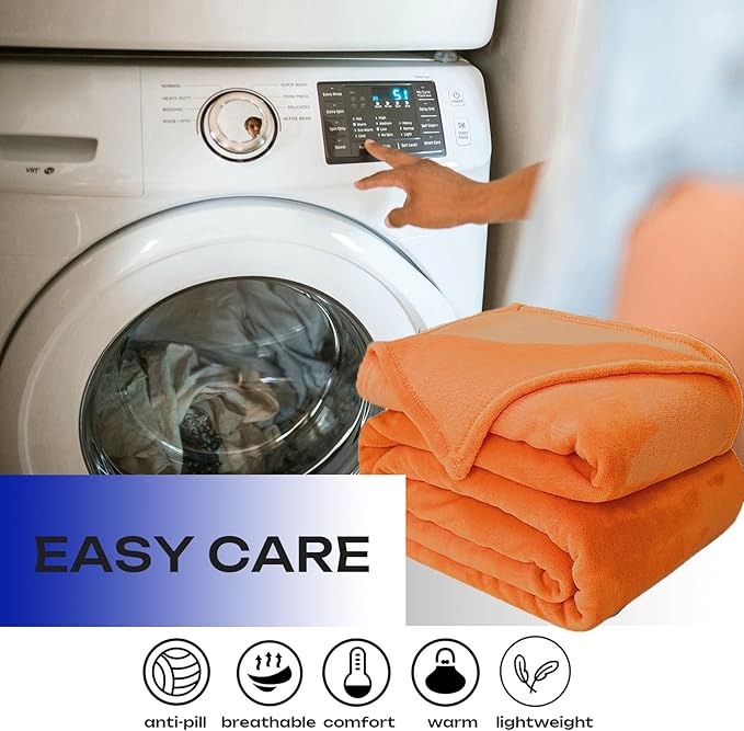 JIAHANNHA Burnt Orange Throw Blanket Fleece Blanket 50"x60",Super Soft Fall Decor Cozy Plush Throw Blanket for Couch Sofa Bed,Warm and Lightweight Bed Blankets for Winter