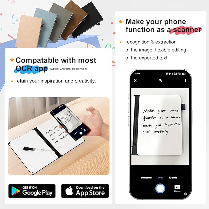 AGM Portable White Board Dry Erase Notebook, 12" x 9" Double Sided Folding Whiteboards with 3 Pens, Small Travel Dry Erase Board Skin-Friendly Material for Study, Meeting, Planning, Grey