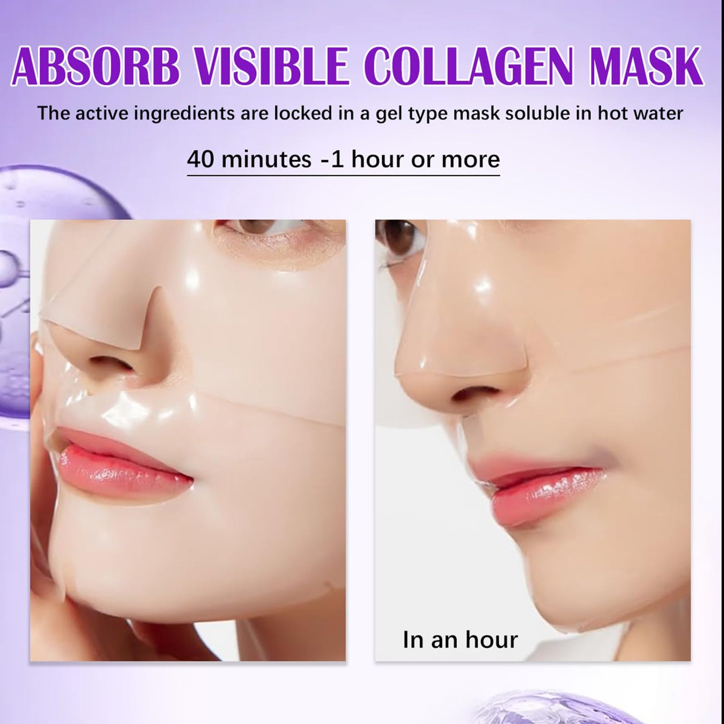Ueseinl Bio-Collagen Overnight Face Mask,Glass Glow Hydrogel Face Masks, Collagen Face Mask, Korean Glass Skin Facial Sheet Masks, Wake up Glass-Like Skin