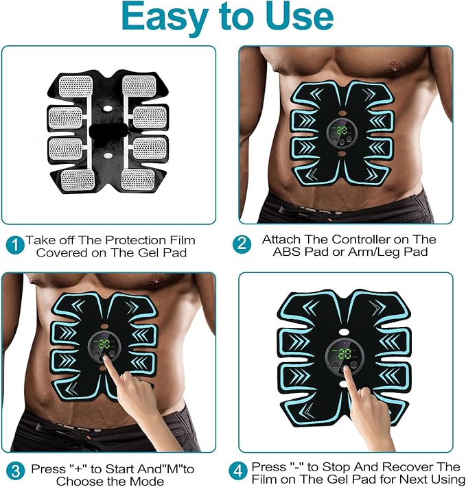 10 Modes 39 Levels of Intensity USB Rechargeable Portable Fitness Workout Equipment with 10pcs Free Gel Pads for Men Woman