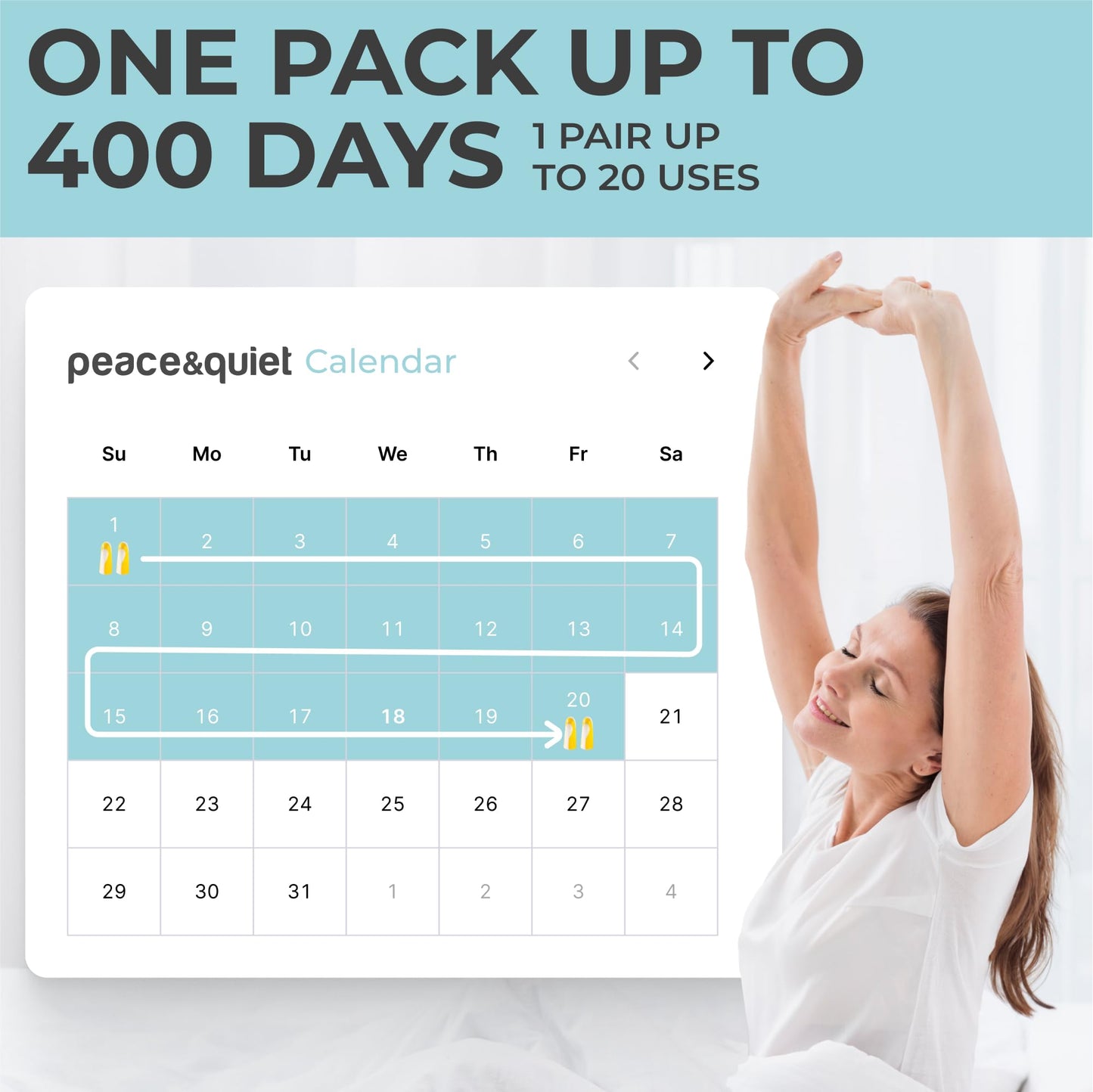 Peace&Quiet PQ Small Ear Plugs for Sleeping - 40 Earplugs for Sleep, Snoring, Small Ear Canals, Noise Cancelling 32 dB, Sound Blocking, for Women and Men