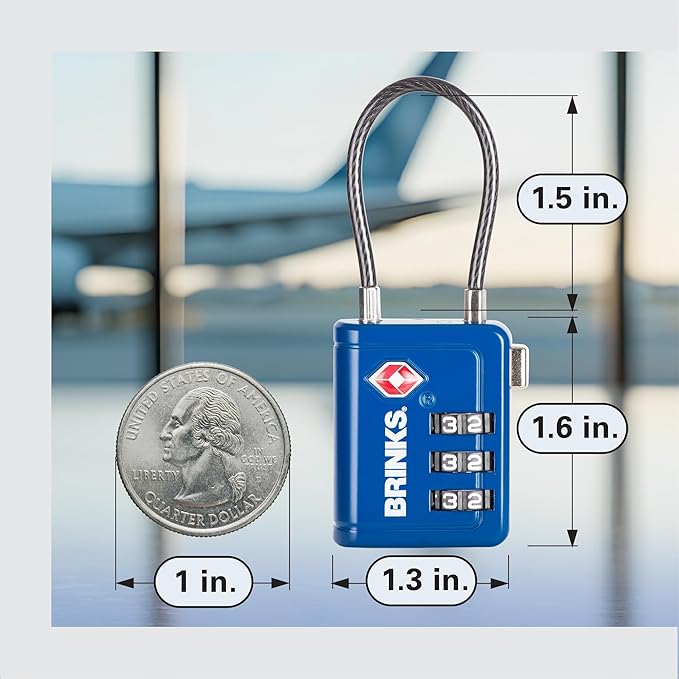 Brinks TSA Accepted Indicator Luggage Lock, Blue - Ressetable Combination, New More Secure TSA008 Key, 2 Pack