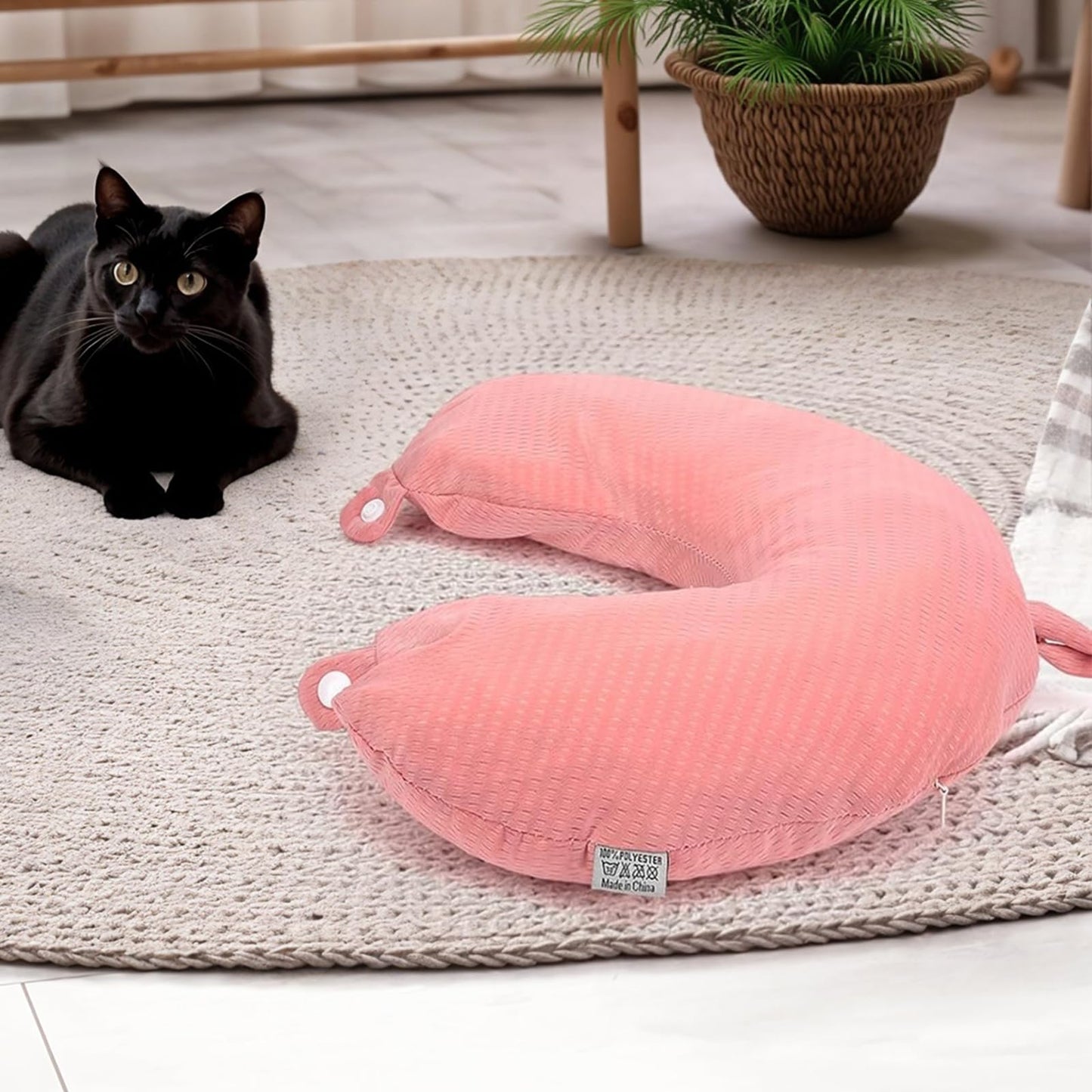 Travel Pillow Cover Neck Pillow Covers With Zipper Travel Pillow Case Replacement Cover Travel U Neck Pillow Case Cover Soft Smooth Neck Pillow Cover Stripe Travel Comfort Travel Accessories(pink)