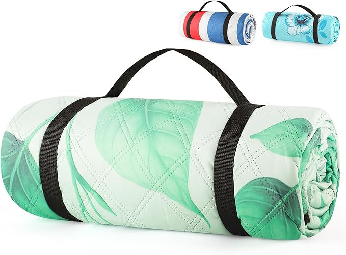ANJ Outdoors (2025 Upgrade) Extra Large Waterproof Picnic Blankets | Foldable Sandproof Beach Blanket N Outdoor Blanket | 5-Layer Machine Washable Soft Picnic Mat for Camping, Grass, Park N Stadium