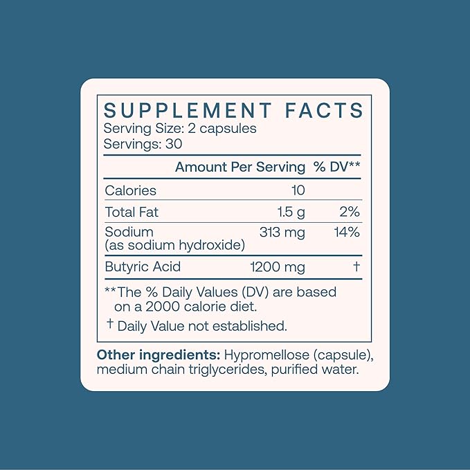 BodyBio Butyrate - Postbiotic for Gut Health, Digestive Support, Bloat, Gas & Constipation Relief, Leaky Gut Repair - Sodium + Butyric Acid Supplement for GI Wellness