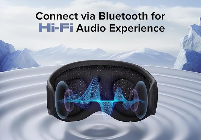 TOPOINT Sleep Mask with Bluetooth Headphones Wireless, 3D Eye Mask for Sleeping Headphones Women Men with Noise Canceling Earbuds, Thin Speaker, Blackout, 15 Hours for Travel, Meditation, CPAP Users