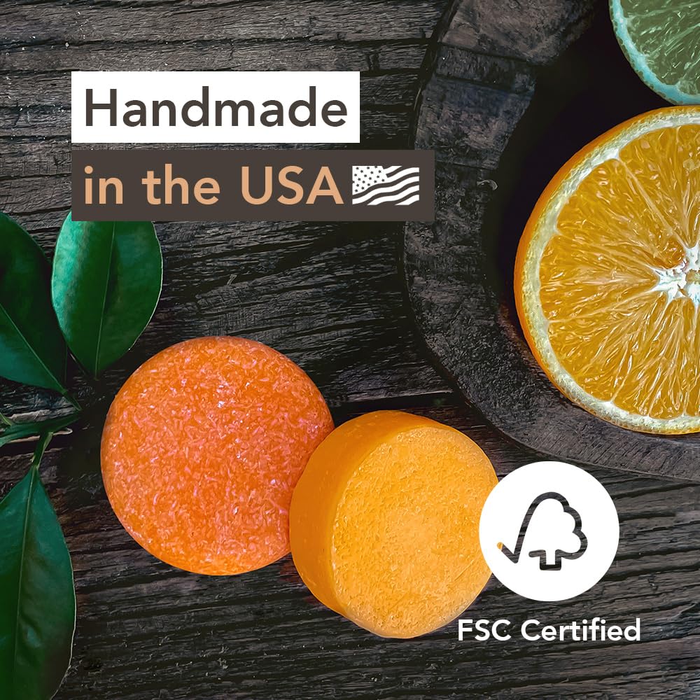 Wave Fresh Citrus Shampoo Bar & Conditioner Bar Set - Vegan & Sulfate-Free - Handmade Moisturizing Solid Bars for All Hair Types - Convenient for Travel, Long-Lasting, (80-120 Uses) - Citrus