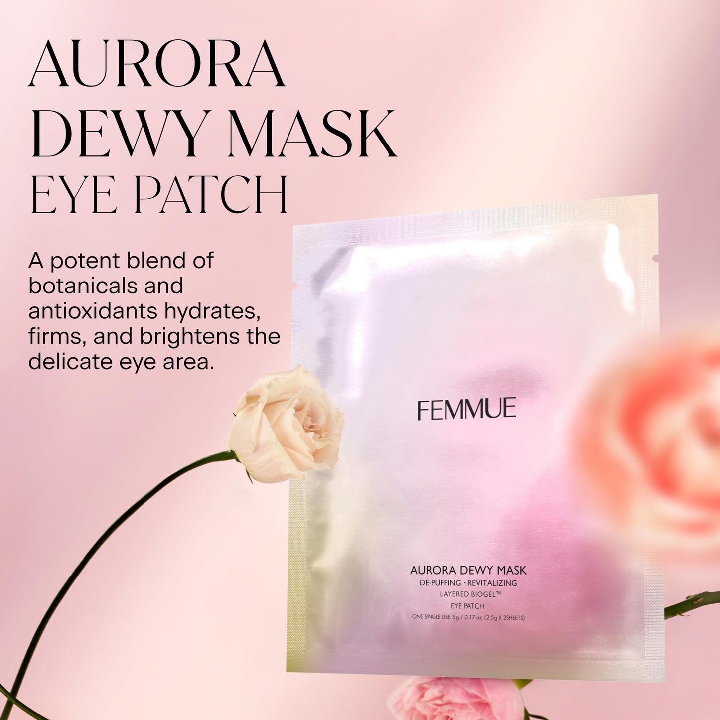 FEMMUE Aurora Dewy Eye Patches (4pk) | Cooling Undereye Mask for Puffy Dark Circles | With Niacinamide & Caffeine for Skin Firming Hydration | Korean Beauty Skincare