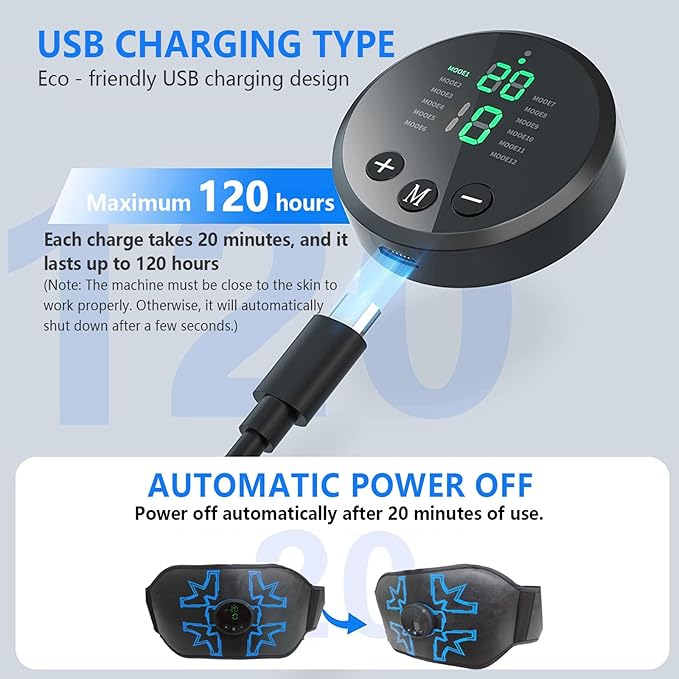 ABS Stimulator Abdominal, MHD TENS EMS Muscle Stimulator for Muscle Conditioning, Ideal for Core Strength and Abs/Arms/Legs Fitness Training at Home or Gym