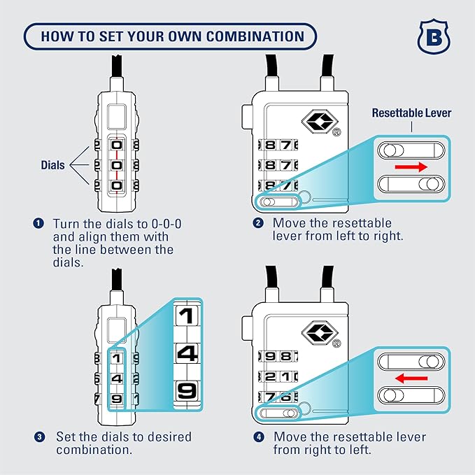 Brinks TSA Accepted Indicator Luggage Lock, Black - Ressetable Combination, New More Secure TSA008 Key, 2 Pack
