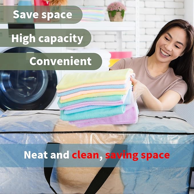 12 Pack Heavy Duty CLear Moving Bags, Large CLear Storage Bags for College Dorm Room Essentials, Alternative to Moving Boxes, Compatible with IKEA Frakta Cart