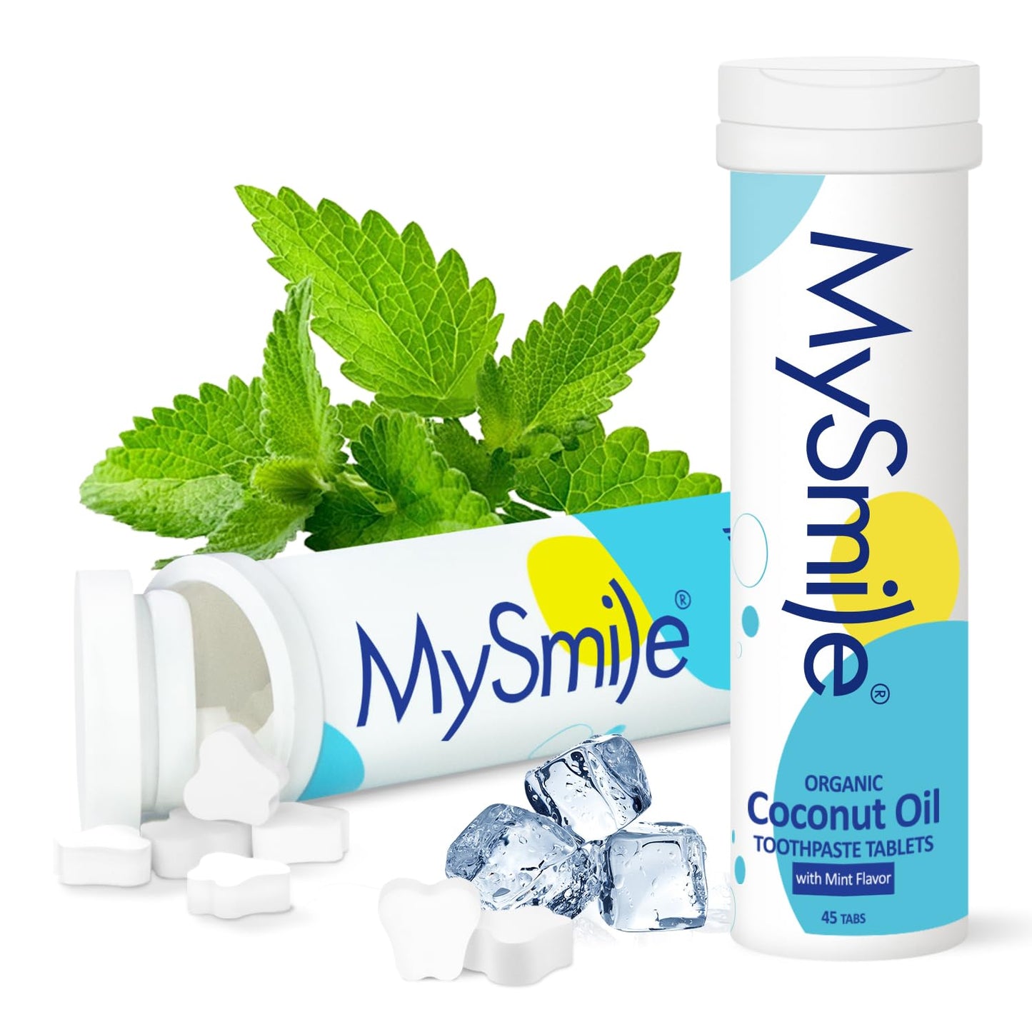 MySmile Toothpaste Tablets, Travel Friendly Mouthwash Tablets, Fluoride Free Toothpaste Tablets - Nano hydroxyapatite, Reduce Sensitivity, Natural Whitening, Remineralize Teeth, Fresh Breath. 45Tabs