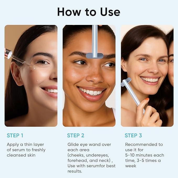 AUSLKA Red-Light-Therapy-Wand, 7 in 1 LED Light Facial Wand for Face, Face Eye Neck Skincare at Home, Face Eye Massager Beauty Tool