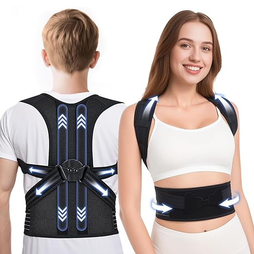 babaka Posture Corrector for Women and Men, Adjustable Full Back Support, Upper and Lower Back Pain Relief, Back Brace, Shoulder Straightener, Scoliosis, Hunchback, Thoracic, Spine Corrector (X-Large, Waist: 33''-44'')