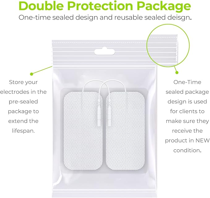 AUVON TENS Unit Pads 2"X4" 10 Pcs, 3rd Gen Latex-Free Rectangular Replacement Pads Electrode Patches with Upgraded Self-Stick Performance for Electrotherapy
