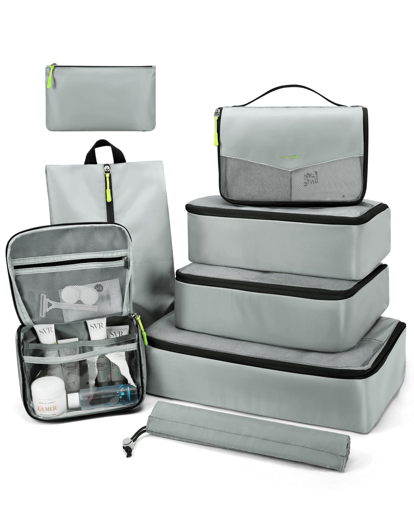 BAGSMART Packing Cubes for Suitcase, 8 Set Travel Packing Organizers Cubes, Lightweight Travel Cubes with Laundry Bag, Durable Luggage Organizer Bag Set with Shoe Bag