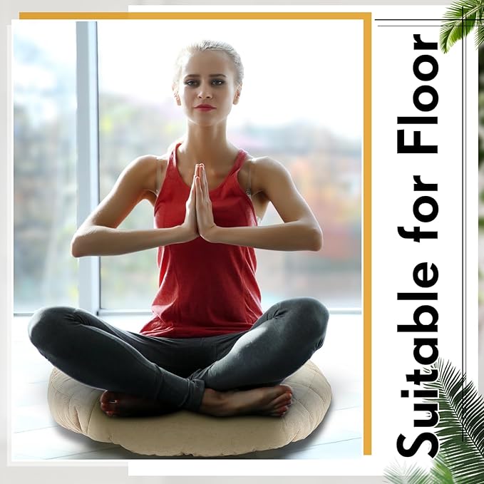 Jerify 6 Pcs Round Floor Pillows Cushions 22 x 22 Inch Large Flexible Seating Cushion Classroom Furniture Floor Pillow for Kids Adults Home Daycare Preschool Yoga Meditation Gift (Beige)