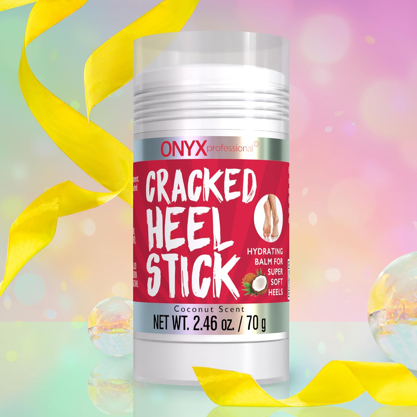 Onyx Professional Cracked Heel Repair Balm Stick for Dry Cracked Feet Treatment, Coconut Scent, 1 pack - Moisturizing Foot Balm, Rolls On, No Mess Like Foot Cream or Foot Lotion, Heel Treatment