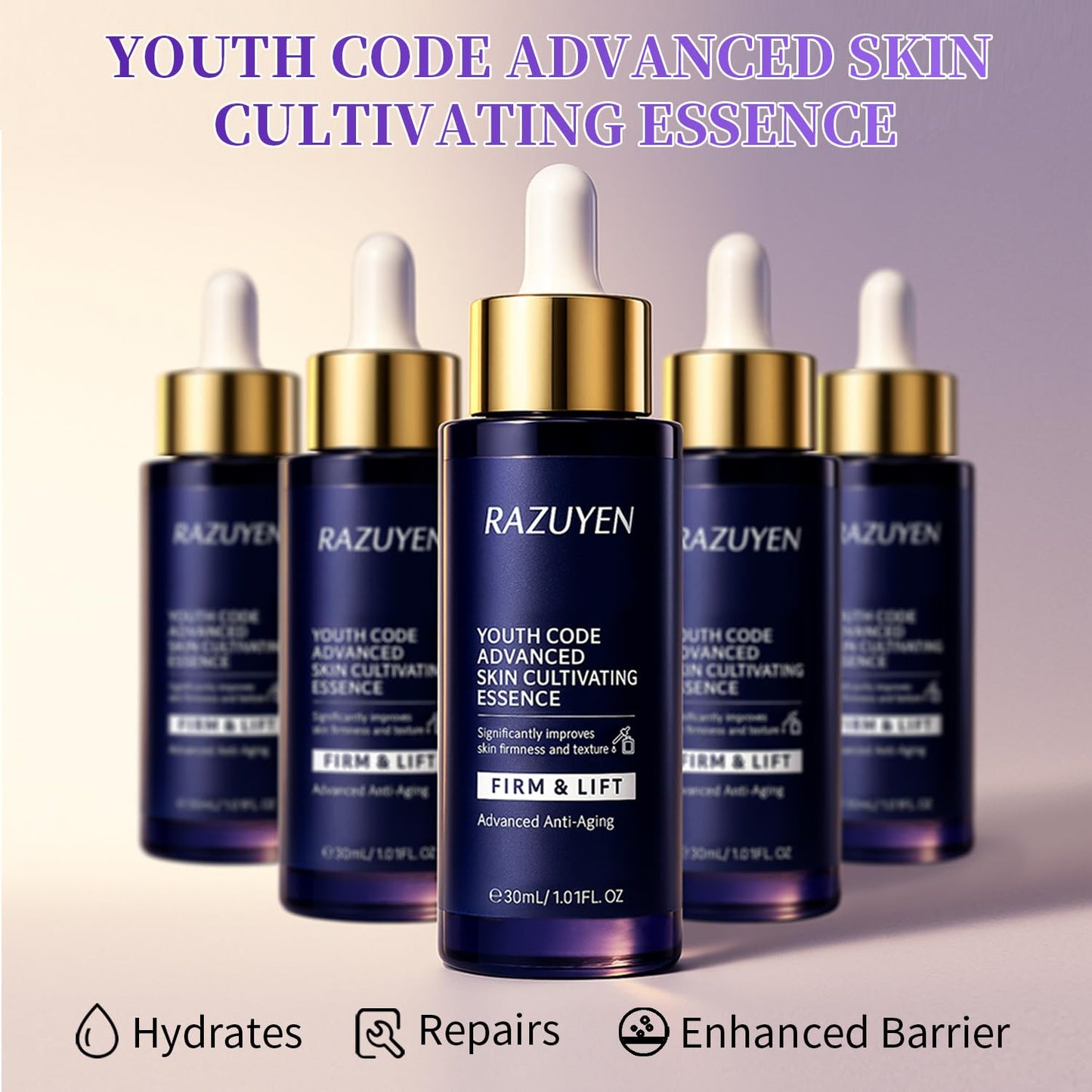 RAZUYEN Barrier Repair Serum, Anti Aging Collagen Peptide Serum, Provide Fine Lines and Wrinkles Treatment, Hydrating Face with Vitamin b5, 1.01 Fl Oz