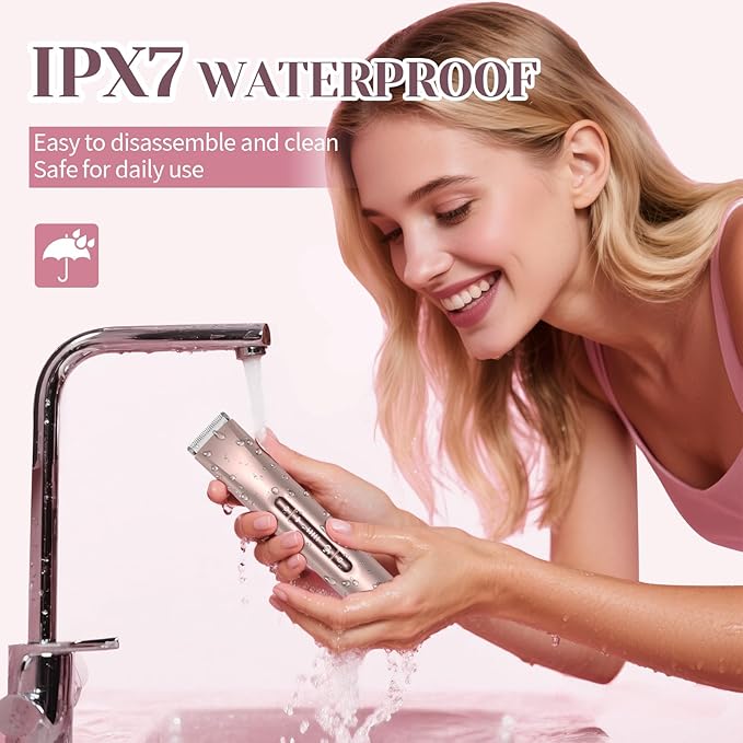Bikini Trimmer for Women - 2025 New 2-in-1 Dual-Head Electric Shaver，Rechargeable Professional Painless Electric Razors, IPX7 Waterproof Body Hair Trimmer & Facial Hair Remover for Wet & Dry