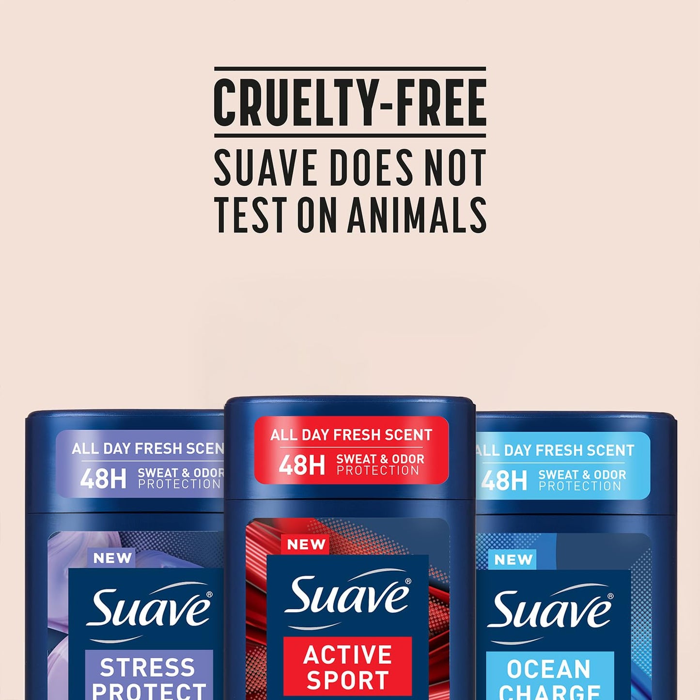 Suave Antiperspirant Deodorant for Men Variety 3-Pack – Invisible Solid Active Sport, Ocean Charge & Stress Protect Antiperspirant Sticks, 48H Sweat & Odor Protection, 2.7 Oz Ea