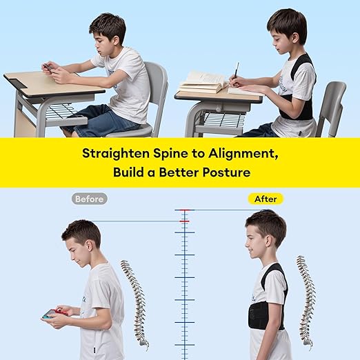 babaka Back Brace Posture Corrector for Kids, Adjustable Full Back Support, for Upper and Lower Back Pain Relief, Scoliosis, Dowagers Hump, Hunchback, Thoracic, Spine Corrector (XX-Large, Waist: 28''-33'')