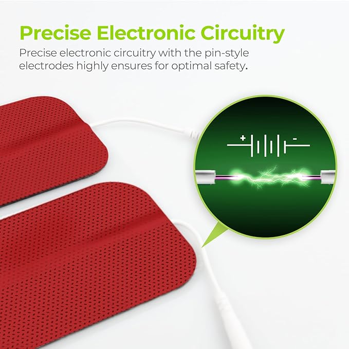AUVON TENS Unit Pads 2"X4" 10 Pcs, 3rd Gen Latex-Free Rectangular Replacement Pads Electrode Patches with Upgraded Self-Stick Performance for Electrotherapy(Red)