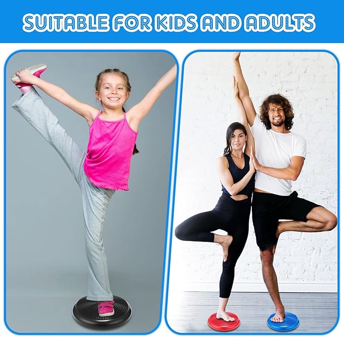 Jerify 4 Pcs Wiggle Seat Flexible Inflated Wobble Cushion Stability Balance Pad Balance Disc Sensory Seat for Men Women Fitness Physical Exercise Improving Posture Home Office