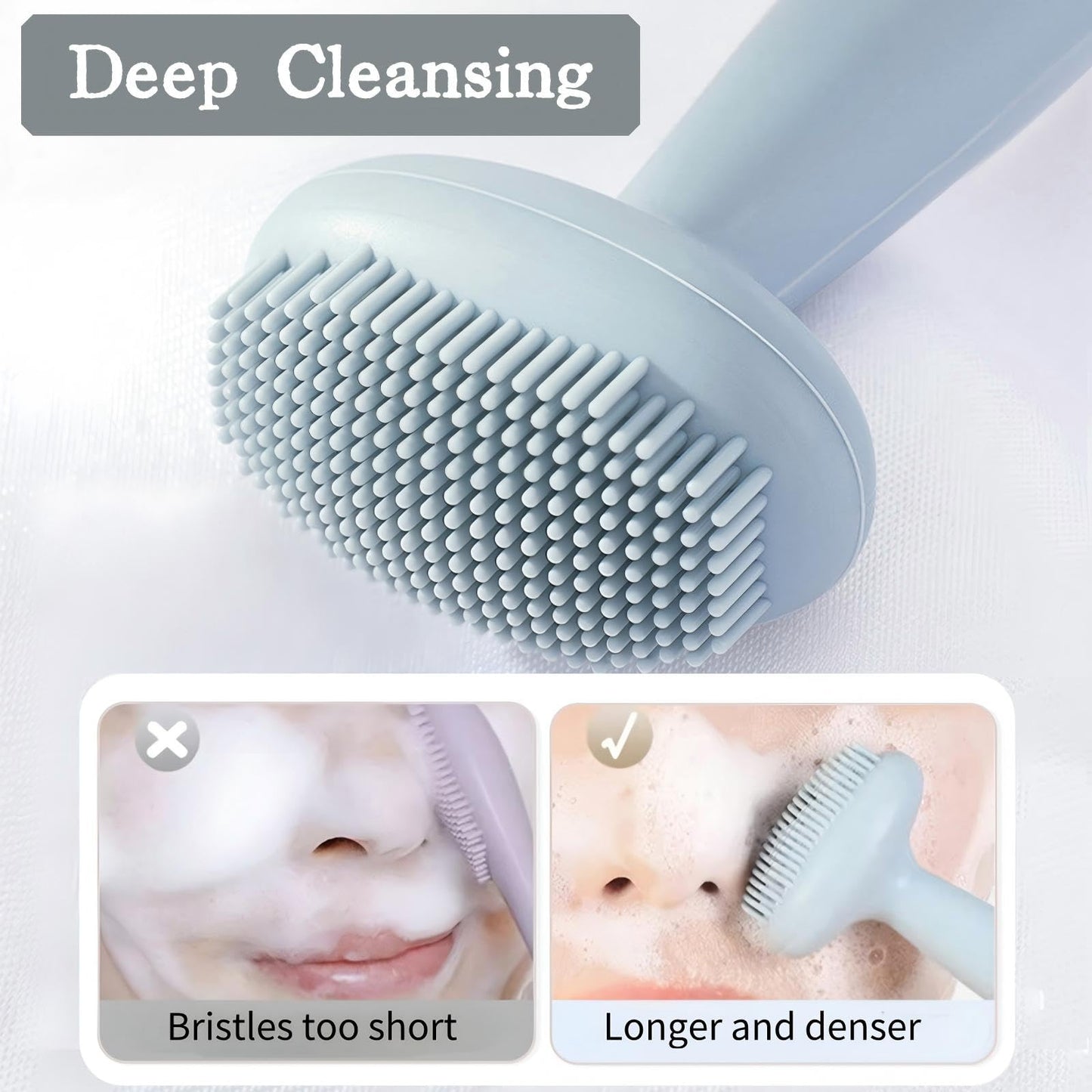 KINTEGOOD 2-in-1 Silicone Face Cleansing Brush, Double-Ended Facial Scrubber for Cleansing Exfoliating, Massage, Blackhead Removal, Mask Application