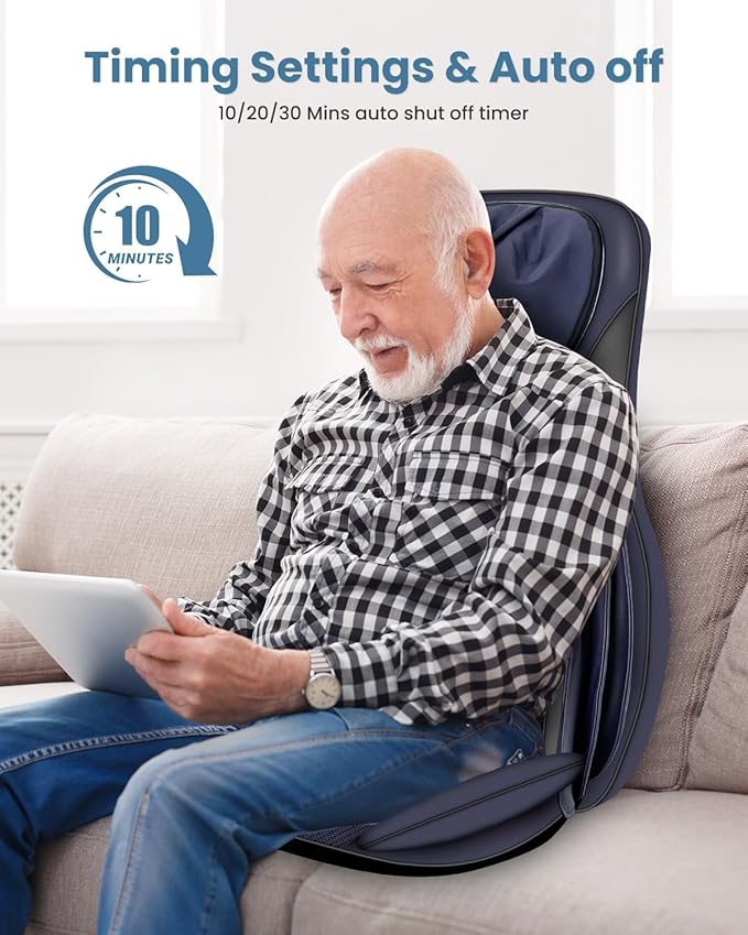 COMFIER Shiatsu Back Massager with Heat,Massage Chair Pad with Tapping,Kneading Massage Seat Cushion with Compression,Adjustable Height Chair Massager for Office Chairs,Gift for Mom,Dad