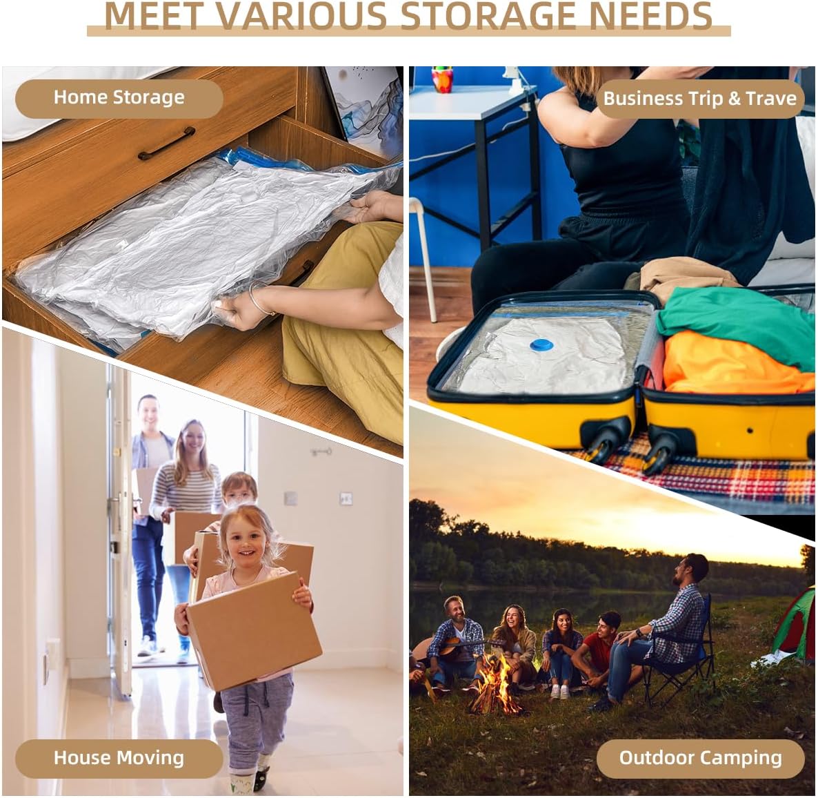 Vacuum Seal Bags with Portable Electric Pump, 12 Pack Vacuum Storage Bags for Clothing Travel, Compression Packing Space Saver Bags for Luggage Suitcase (4 Small & 4 Medium & 4 Large)