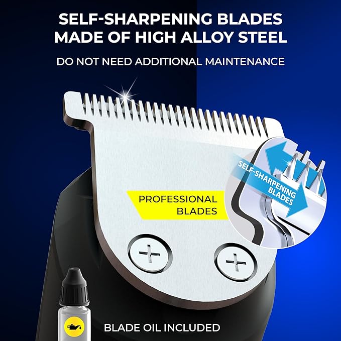 11-in-1 Men's Beard and Mustache Electric Trimmer Kit, Cordless Body and Nose Hair Razors, Set of Beard Clippers, USB Rechargeable Battery, Shaver for Men, Lifetime Self-Sharp Blades