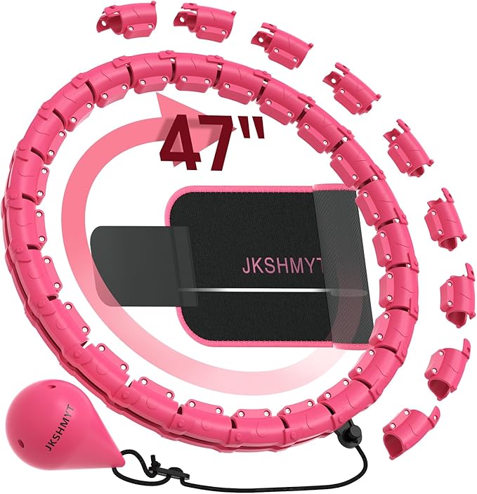 JKSHMYT Smart Weighted Fit Hoop Plus Size for Adults Weight Loss, Hula Circle-2 in 1 Infinity Fitness Hoop, 24 Links Detachable & Size Adjustable, with Waist Trainer for Women